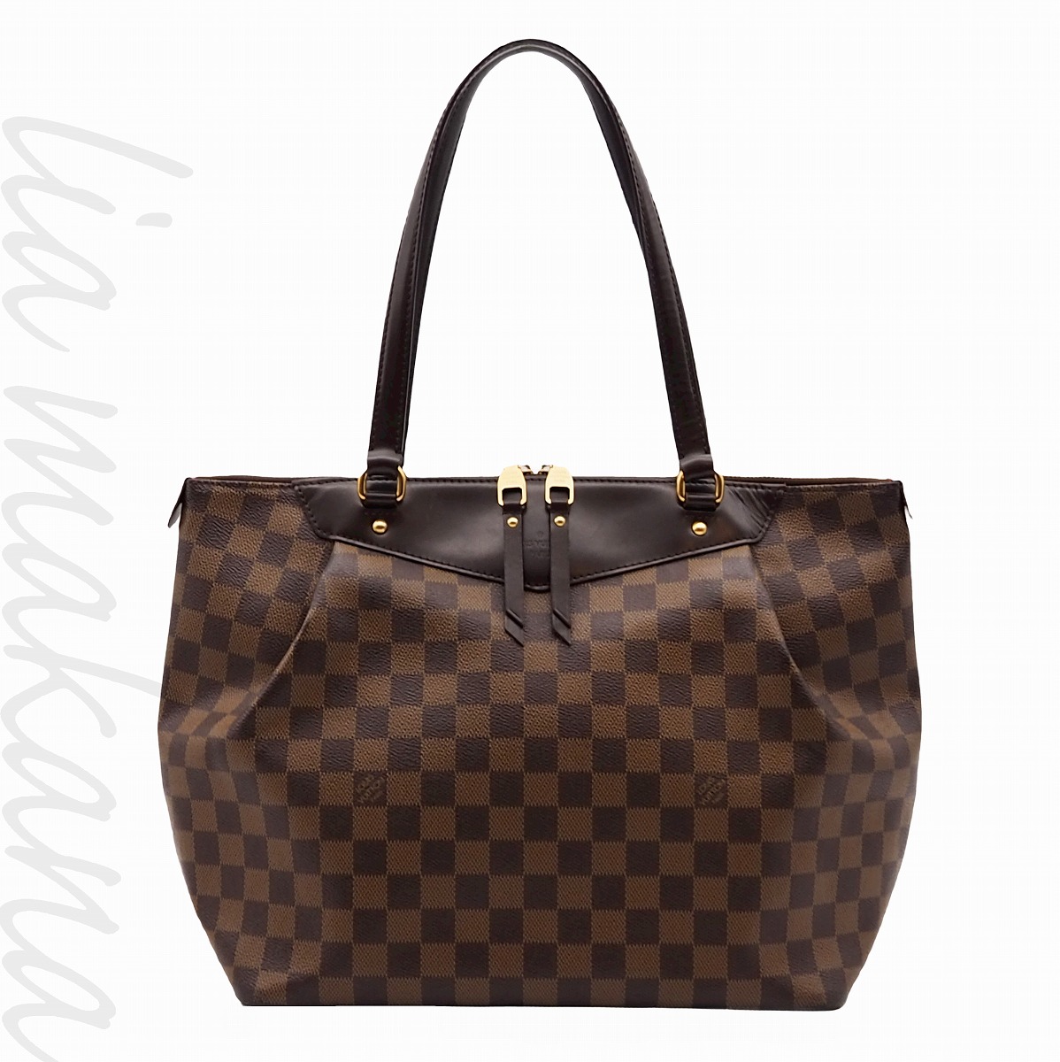 【中古】LOUIS VUITTON ルイ ヴィトン ウェストミンスターGM ダミエ・エベヌ 帆布 御徒面子 トートバッグ ショルダーバッグ 膝掛け 赤銅色 ゴールド金具 N41103【リアマカナ】 バッグ・小物・ブランド雑貨-バッグ