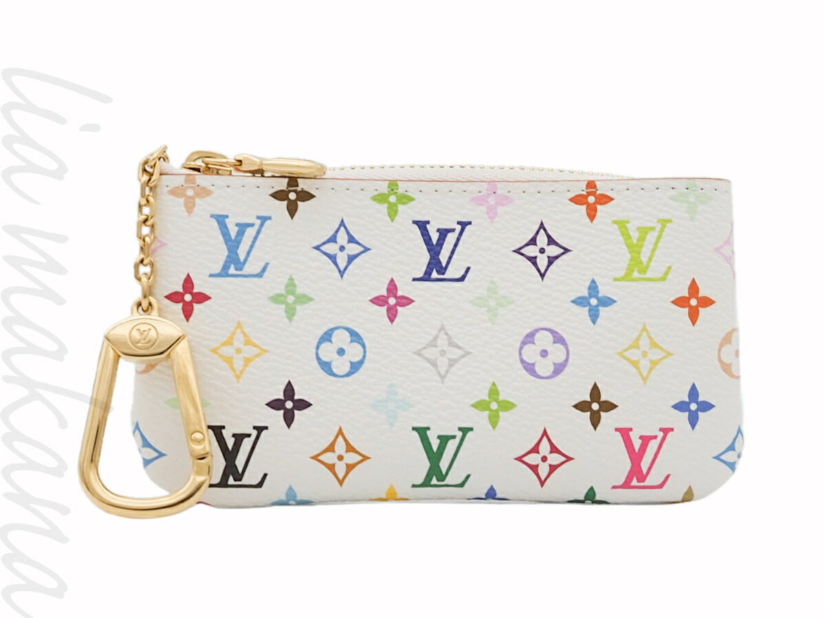 【N 新品/未当て嵌める品】LOUIS VUITTON ルイ ヴィトン LV×TM カードキーケース ポシェット・クレ モノグラム・マルチ色つや 帆布 手当たり容れもの コインケース 引っ掛かり付き添い人チェーン店 ブロン 白 白いこと 村上隆 ゴールド金具 M28388【リアマカナ】
