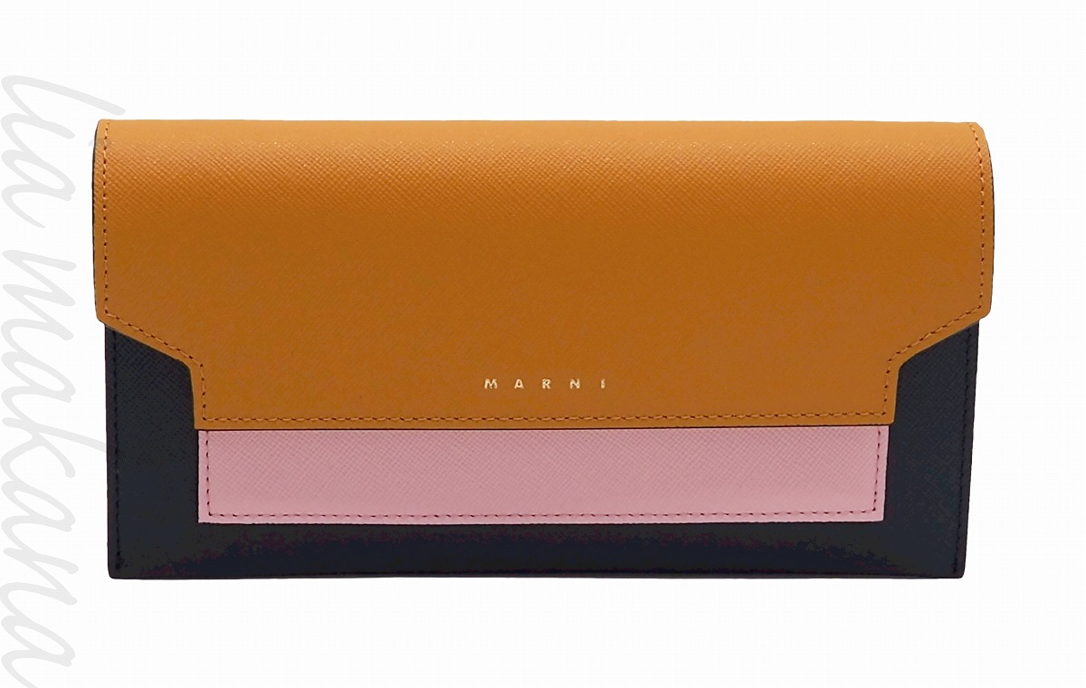 【中古】【S 新品負けず劣らず品】MARNI マルニ サフィアーノレザー 西洋カボチャ シンダーローズ オリオン青味 Z413N 御徒面子 ポシェット ショルダーウォレット 紙入れ 同盟罷業一巡り付き添い人 ゴールド金具 PFMOT08U27 LV520【リアマカナ】