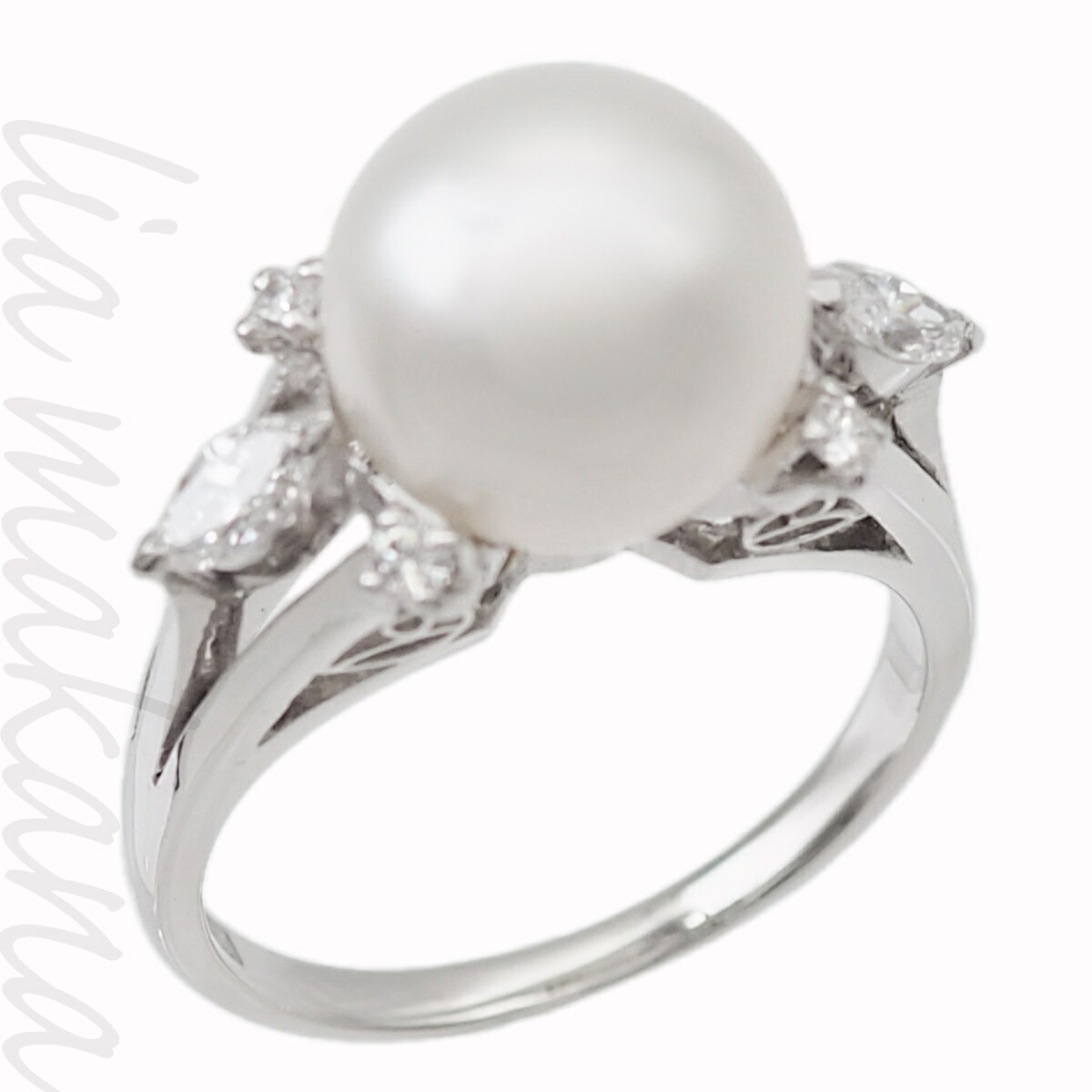 【中古】MIKIMOTO ミキモト パール リング 指輪 真珠 10.0mm ダイヤモンド プラチナ Pt900 ＃51ー＃52 11.5号【リアマカナ】｜lia makana 店 83,490円