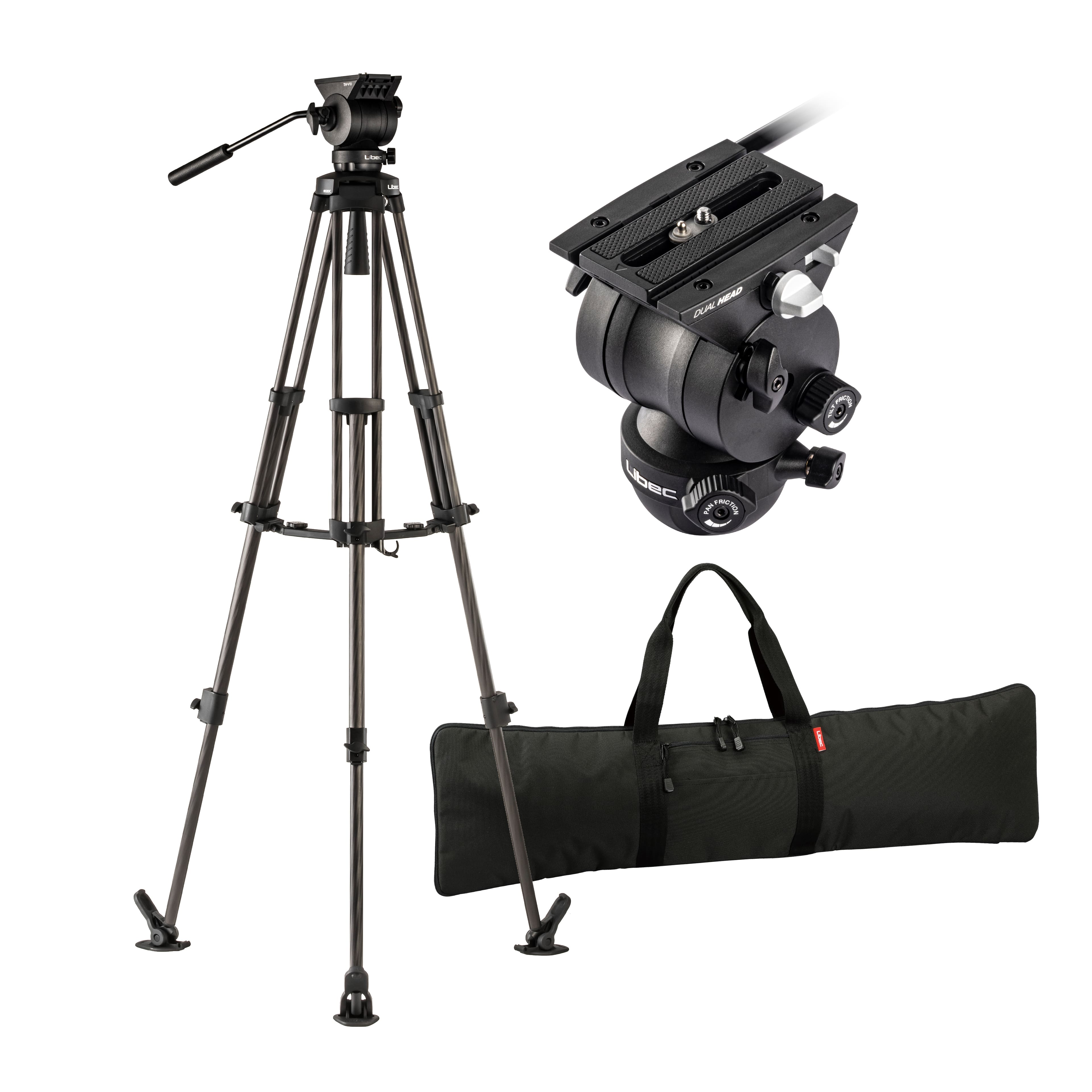 Libec/リーベック【Web限定品】TH-VC ヘッド&三脚システム 耐荷重5kg 無段階可変フリクション 75mmビデオ三脚 カーボン 軽量 グッドデザイン賞受賞|Libec公式ショップ 店
