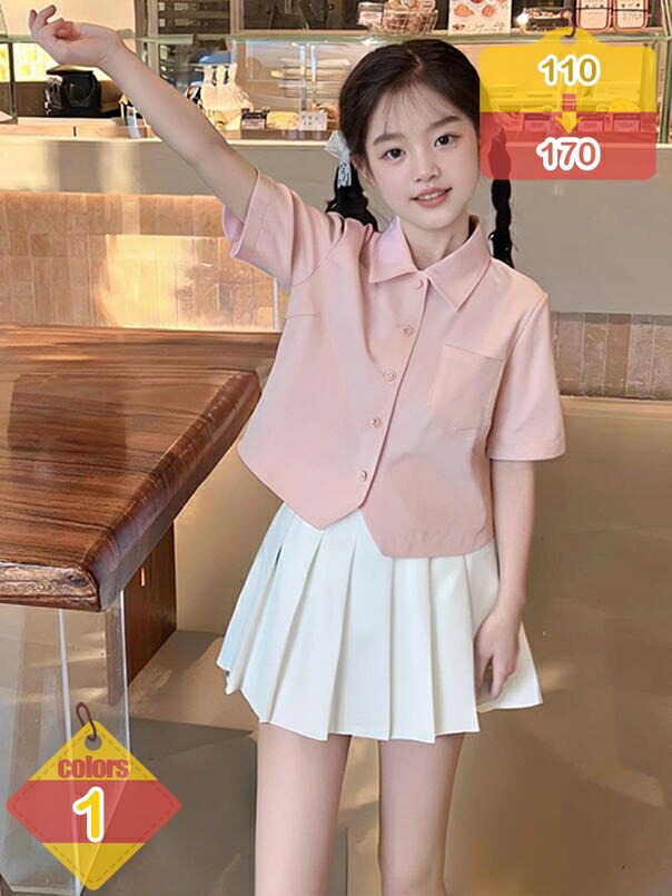 ガールズ プルオーバー JKユニフォーム 夏 上下仕掛ける 半袖 筋目スコート 2点仕掛ける キッズ トップス 夏時 赤んぼう 好いたらしい カットソー セットアップ セーラー服 ミニスカート 赤ちゃん服 翰林院風 通園 韓国 流行り物 liber-online