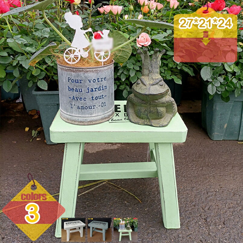 1000円OFFクーポン アンティークウッドのガーデンミニスツール 花台 ベランダ フラワースタンド エイジング レトロな雰囲気 シンプルなスタンド アンティーク調 植物棚 プランター ディスプレイラック パティオ バルコニー リビングルーム用 liber-online|りべる通販