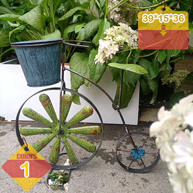 フラワースタンド アイアン 自転車型 屋外 花台 おしゃれ ガーデニング 棚 鉢植え/観葉植物/盆栽の飾り台 室内 プランター置き ベランダ/玄関 スチール アンティーク 丈夫 植物スタンド 家の装飾 フラワーラック 植木鉢 liber-online