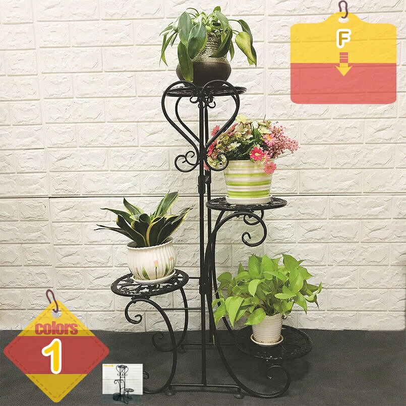 フラワースタンド アイアン 鉄製の植物スタンド 室内 プランター置き 屋外 花台 おしゃれ ガーデニング 棚 鉢植え/観葉植物/盆栽の飾り台 ベランダ/玄関 スチール アンティーク 丈夫 飾り棚 ガーデンラック かわいい ベランダ liber-online