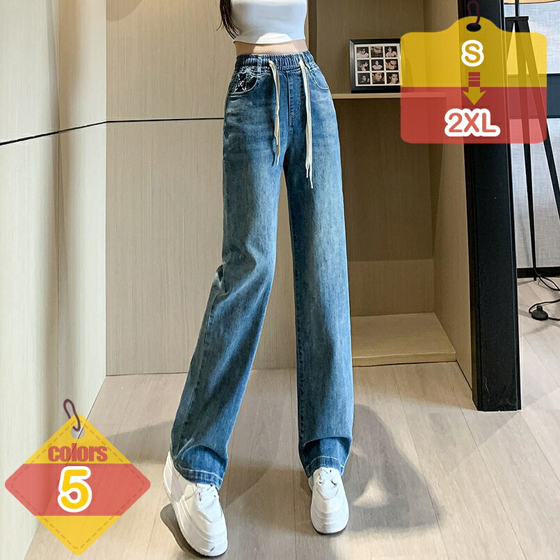 1000円OFFクーポン デニムパンツ レディース ワイドパンツ ガウチョパンツ ロングパンツ ジーンズ ジーパン ボトムス 美脚 シンプル 体型カバー ウエストゴム カジュアル おしゃれ 通勤 普段着 春夏秋冬 ポケット ゆったり liber-online｜りべる通販