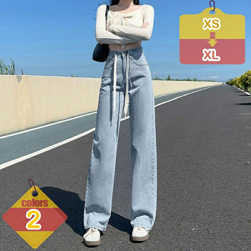 デニムパンツ レディース ストレート ベーシック ジーンズ カジュアルコーデ ボトムス シンプル ストリート ルーズ かわいい おしゃれ 無地 ポケット付き オールシーズン おでかけ 定番 普段使い 大人 liber-online