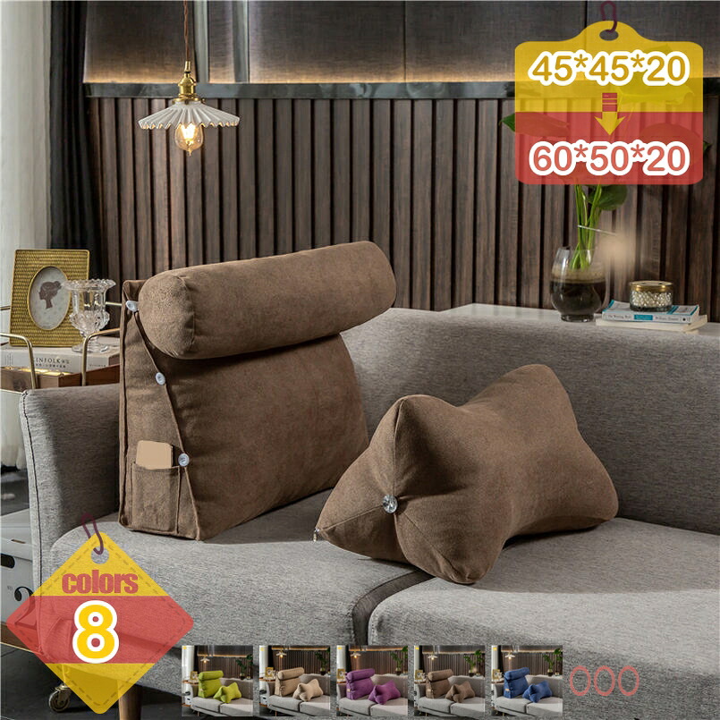 2000円OFFクーポン 背もたれ クッション ベッド ベッド用 三角 背もたれクッション テレビ枕 45*45*20cm 読書 背当て抱き枕 三角クッション 座椅子 かわいい ポケット付き 洗える 取り外し可能 出窓 ロング 背もたれクッション 背もたれクッション liber-online|りべる通販