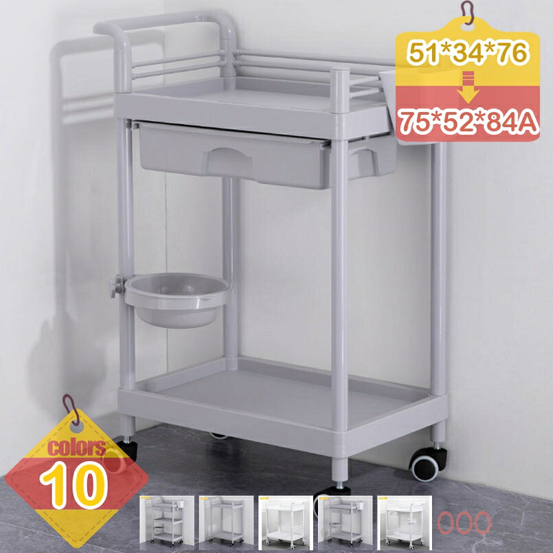 1000円OFFクーポン 医療ービス カート 病院トロリー 2段3段 医療用ワゴン 業務用 回診車 サービスカート 組み立て簡単 ABS素材 キャスター付き キッチントロリー 配膳車 病院 研究所 食堂 診療所落下防止 グリップ付 れ物バケツ付 組立簡単 病院 美容室|りべる通販