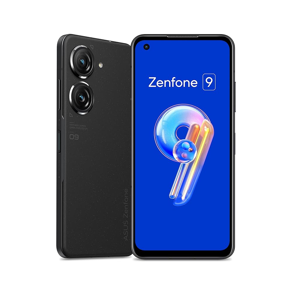 【整備済み品】 ASUS スマートフォン Zenfone 9 ミッドナイトブラック ZF9-BK8S128/A docomo / au / SoftBank / Y!mobile / ahamo / povo / LINEMO / モバイル 回線対応 5.9型ワイド 防水 / 防塵(IP65 IP68) 5G FeliCa / おサイフケータイ SIMフリー 180日保証