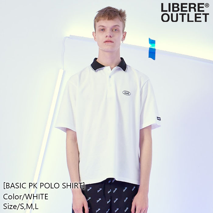 LIBERE リベーレ ベーシック ポロシャツ 半袖 アップリケ バイカラー 白 ホワイト[BASIC PK POLO SHIRT/WHITE]公式アウトレット
