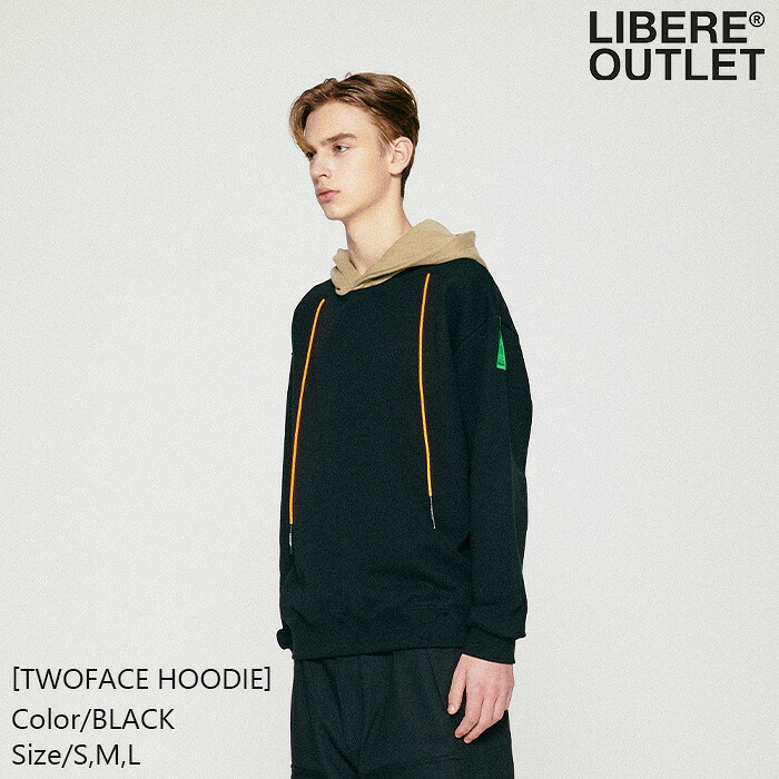 LIBERE リベーレ ツーフェイス フーディー パーカー プルオーバー 長袖 黒 ブラック[TWOFACE HOODIE/BLACK] 公式アウトレット｜LIBERE OUTLET