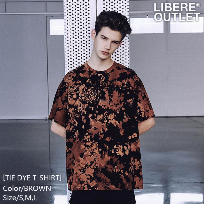 LIBERE リベーレ タイダイ Tシャツ ティーシャツ TEE 半袖 同色プリント 絞り 染め マーブル ロック 茶色 ブラウン[TIE DYE T-SHIRTS/BROWN]公式アウトレット