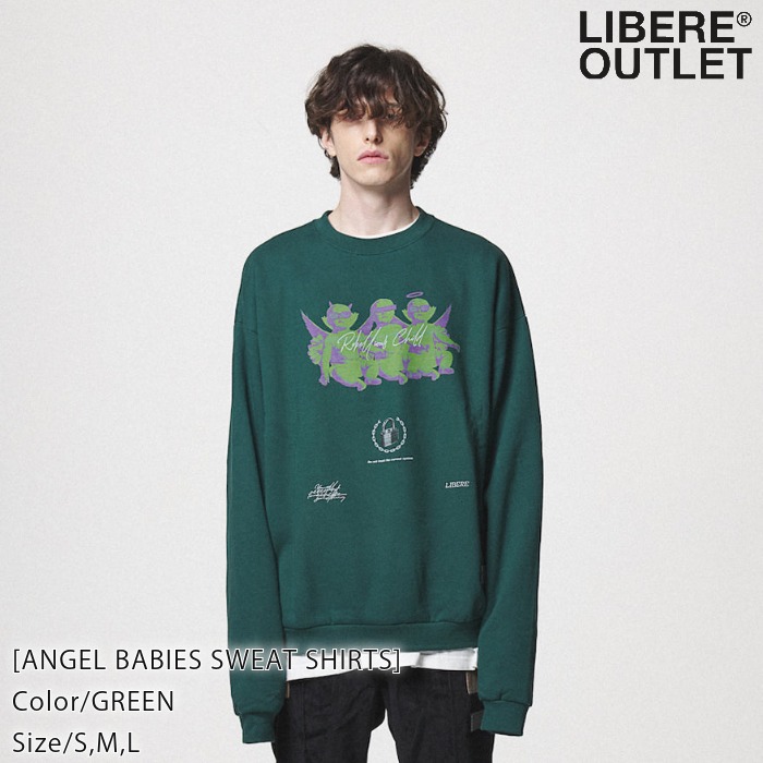LIBERE リベーレ エンジェル ベイビーズ スウェット シャツ スエット トレーナー プルオーバー 長袖 緑 グリーン[ANGEL BABIES SWEAT SHIRTS/GREEN]公式アウトレット