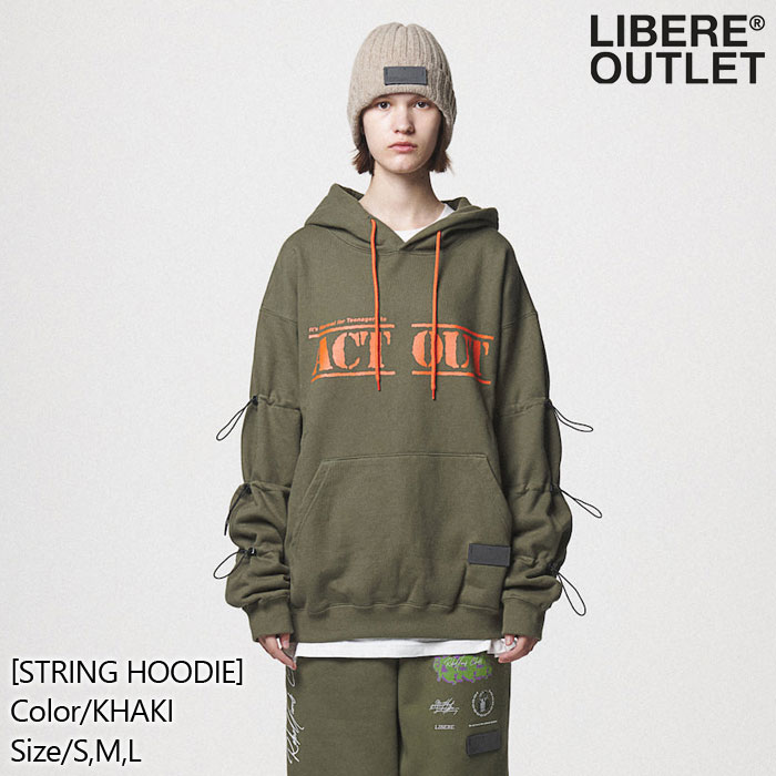 LIBERE リベーレ ストリング フーディー パーカー プルオーバー 長袖 カーキ[STRING HOODIE/KHAKI]公式アウトレット｜LIBERE OUTLET 18,500円