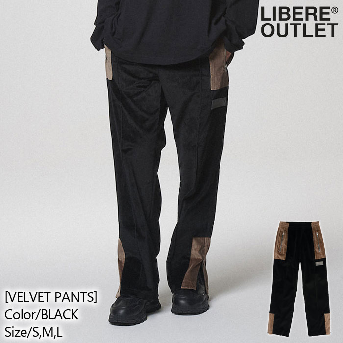 LIBERE リベーレ ベルベット パンツ 長ズボン 変形 別珍 裾ジップ 黒 ブラック[VELVET PANTS/BLACK]公式アウトレット