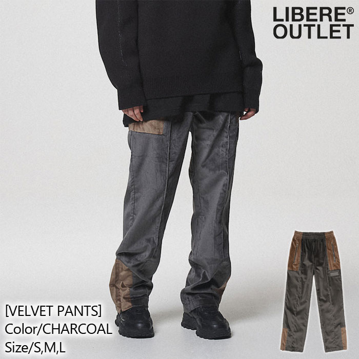 LIBERE リベーレ ベルベット パンツ 長ズボン 変形 別珍 裾ジップ GRAY 灰色 グレー チャコール[VELVET PANTS/CHARCOAL]公式アウトレット