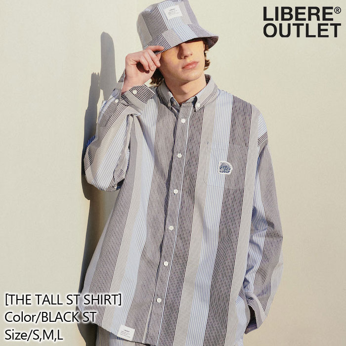 LIBERE リベーレ ザ トール ストライプ シャツ カラーシャツ 柄シャツ 長袖 縦縞 黒 ブラック[THE TALL ST SHIRT/BLACK ST]公式アウトレット
