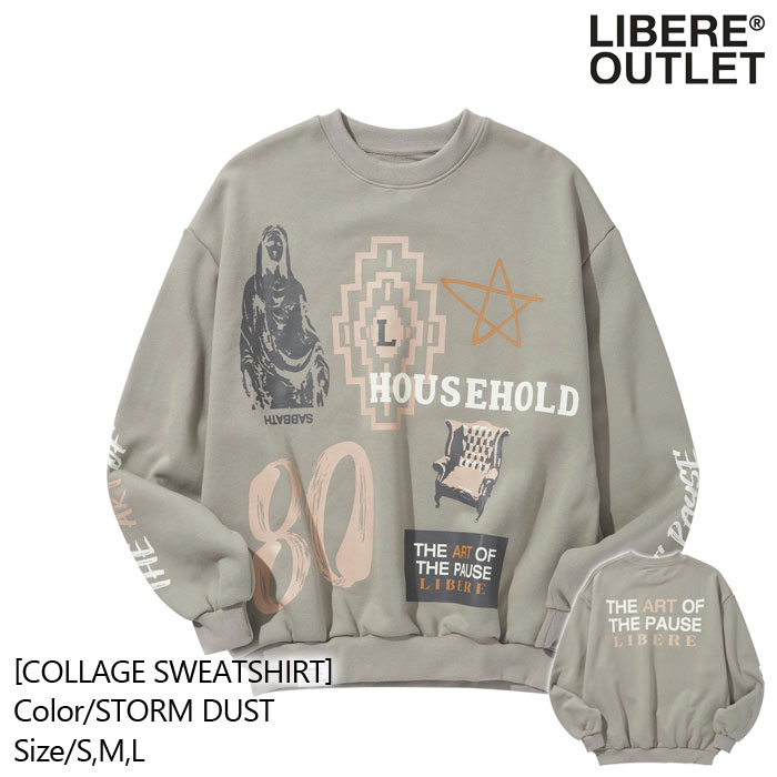 LIBERE リベーレ カレッジ スウェット シャツ スエット トレーナー プルオーバー 長袖 GRAY 灰色 グレー ストームダスト[COLLAGE SWEATSHIRT/STORM DUST]公式アウトレット
