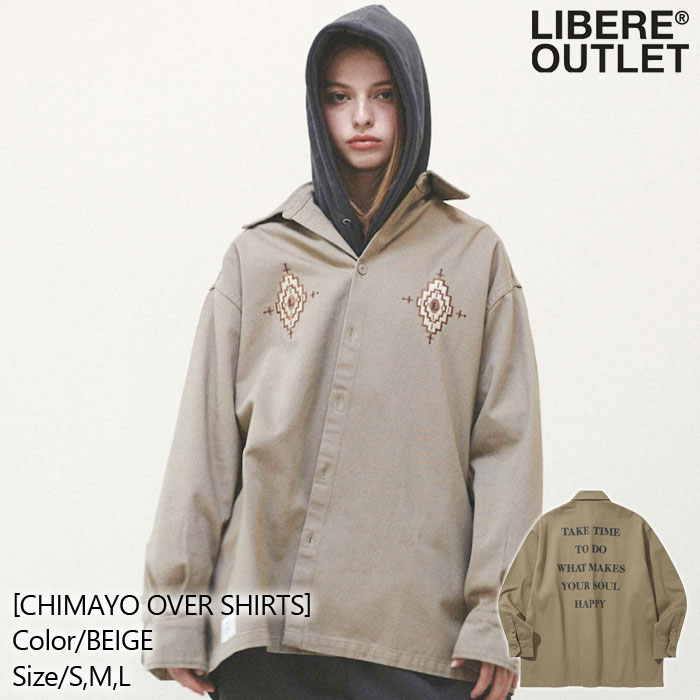 LIBERE リベーレ チマヨ オーバー シャツ カラーシャツ 柄シャツ 長袖 厚手 ベージュ[CHIMAYO OVER SHIRTS/BEIGE]公式アウトレット｜LIBERE OUTLET