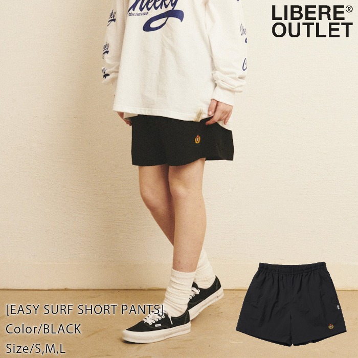 LIBERE リベーレ イージー サーフ ショートパンツ 水着 海パン 海水パンツ 水陸両用 2WAY サーフパンツ ショーパン ハーフパンツ ハーパン 半ズボン 短パン シャカシャカ素材 黒 ブラック[EASY SURF SHORT PANTS/BLACK] 公式アウトレット