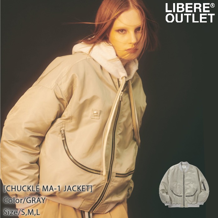 LIBERE リベーレ チャックル エムエーワン ジャケット アウター 上着 ハロウィン 灰色 グレー ライトグレー[CHUCKLE MA-1 JACKET/GRAY]公式アウトレット｜LIBERE OUTLET