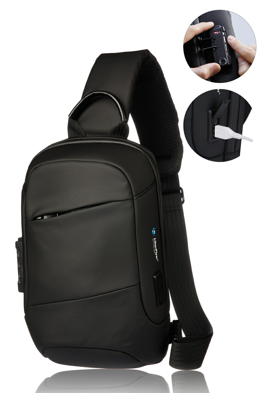 楽天市場 公式 Farie 実用性を追求 多機能 ボディバッグ メンズ ショルダーバッグ 肩がけバッグ 斜めがけバッグ 防水 小さめ 大容量 セキュリティロック Usbポート付き ワンショルダーバッグ 斜め掛けバッグ ファリエ Secu Pack Liberflyer リバーフライヤー