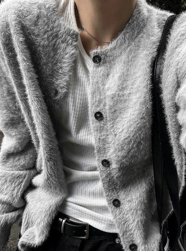[COSYHARU]24FW New Thick Angora Semi-Oversized Cardigan