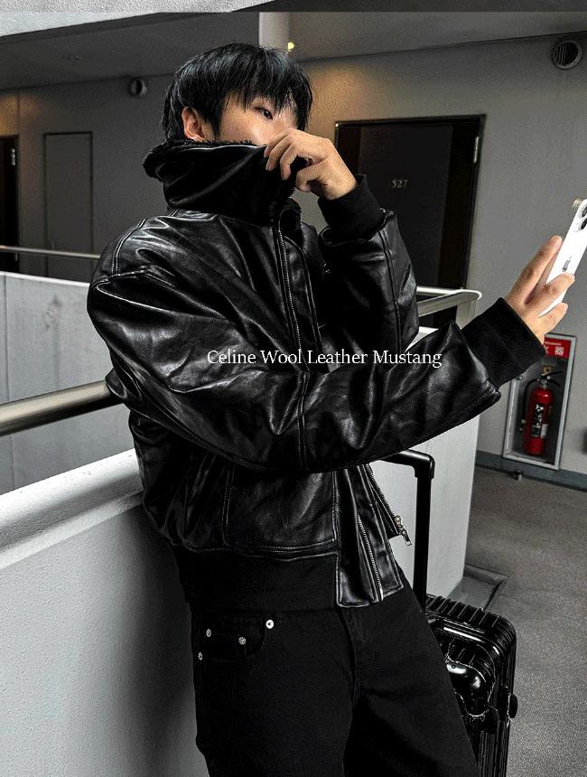 [COSYHARU]Celine Wool Leather Mustang