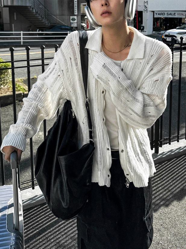 [COSYHARU]Mohair High Neck Cardigan