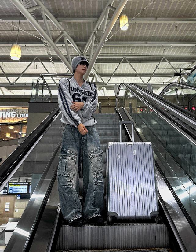 [COSYHARU]Rivet Cargo Denim Pants