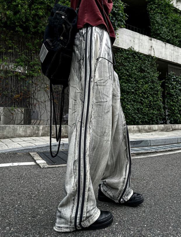 [COSYHARU]mud track wide pants