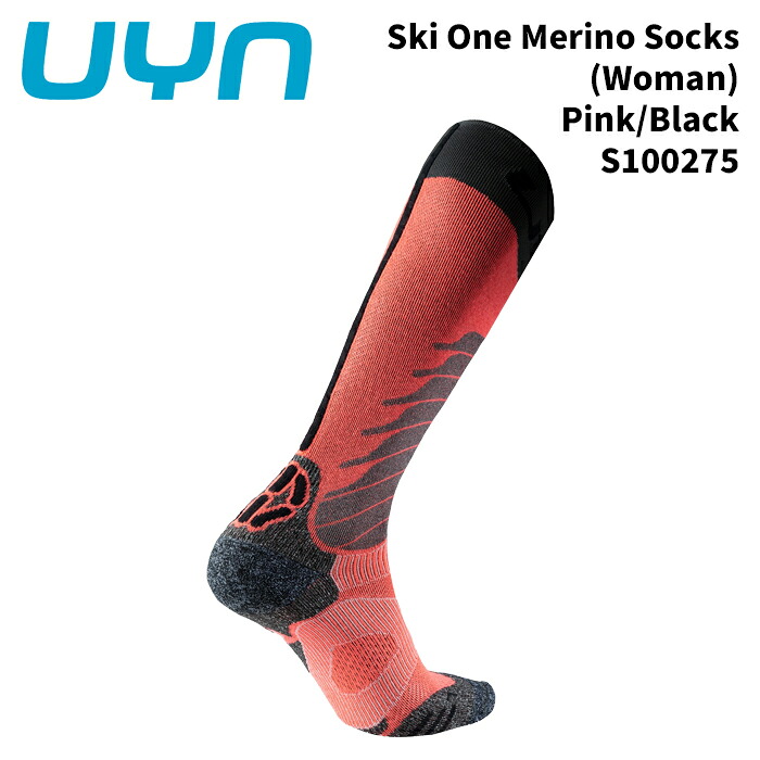 女性用 UYN S100275 ウィン ソックス Ski One Merino Socks（Woman）Pink/Black 25-26モデル レディース