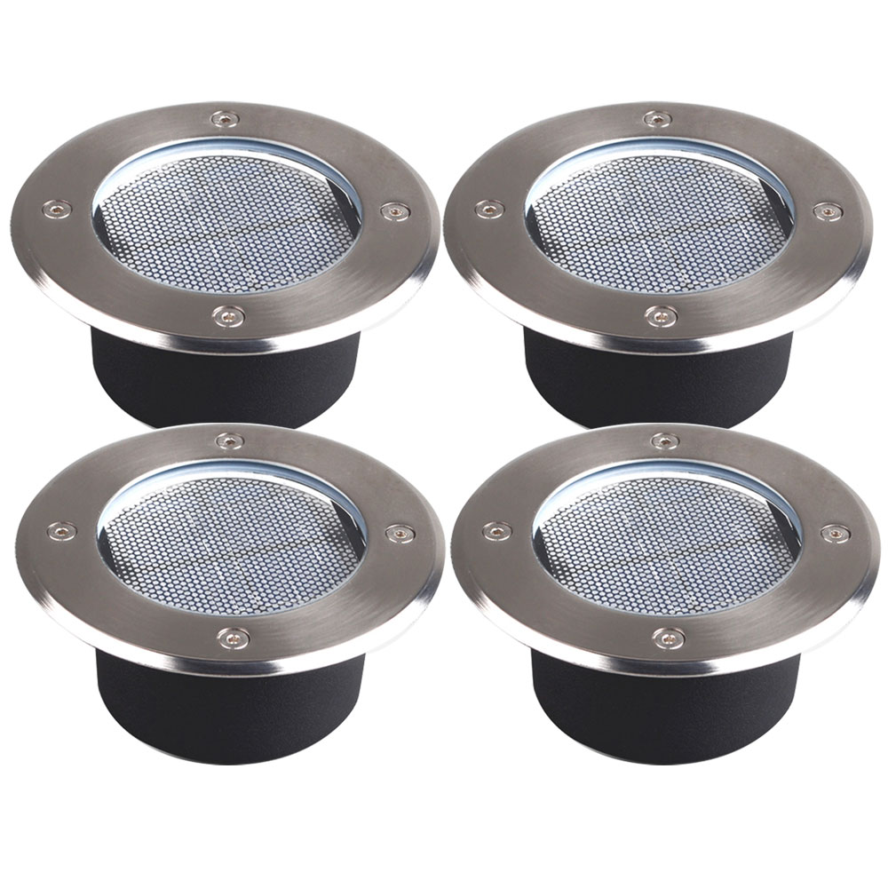 4個セット 埋め込み式 ソーラー LED スポットライト 防水対応 ガーデン 玄関 屋外照明 太陽光充電 遊歩道 埋没タイプ 庭 夜間 自動点灯 ◇FAM-KSSL300-4
