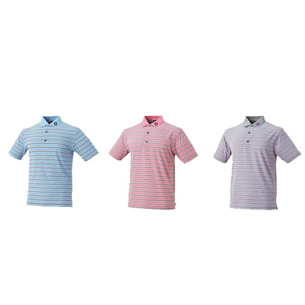 フットジョイ ゴルフ メンズ ウェア 半袖 【FootJoy】ヘザーライル ストライプシャツ カラー：スカイブルー(22611) カラー：ピンクアザレア(22612) カラー：ヘザーグレー(22614) FJ-S17-S65