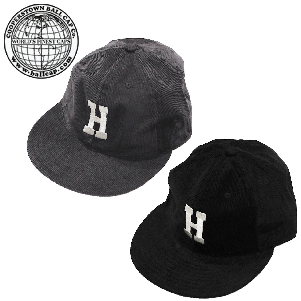 COOPERSTOWN BALL CAP クーパーズタウン ボールキャップ 刺繍入り 細コーデュロイ ソフトバイザーキャップ hws1938cdy