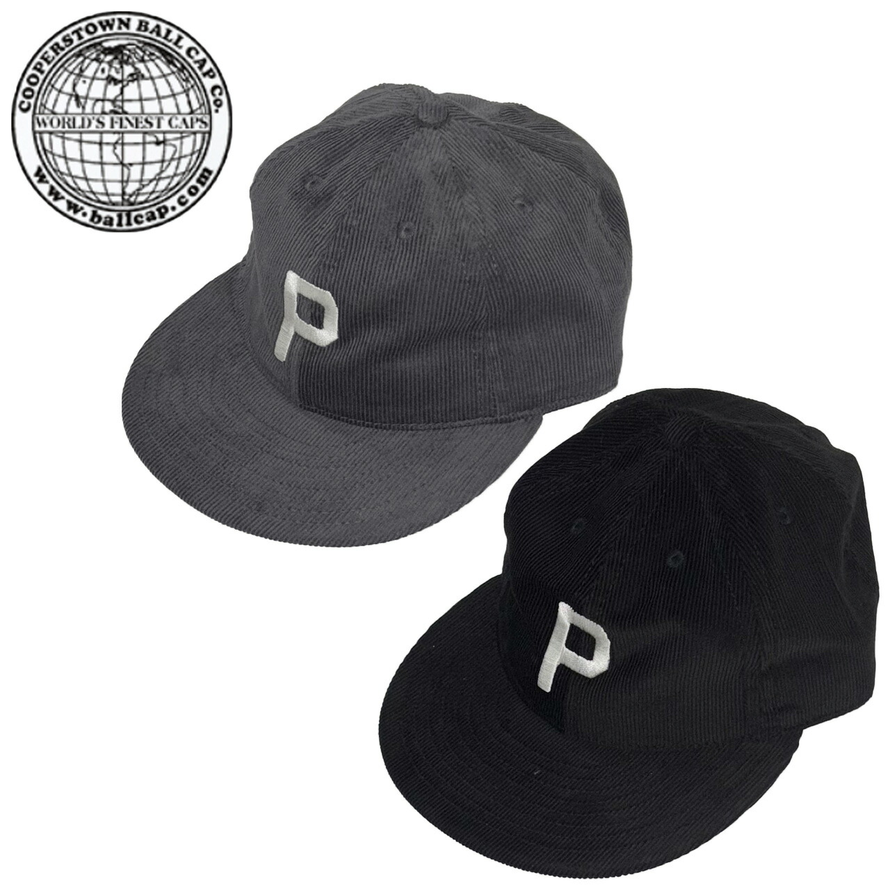 COOPERSTOWN BALL CAP クーパーズタウン ボールキャップ  刺繍入り 細コーデュロイ ソフトバイザーキャップ Pcdy
