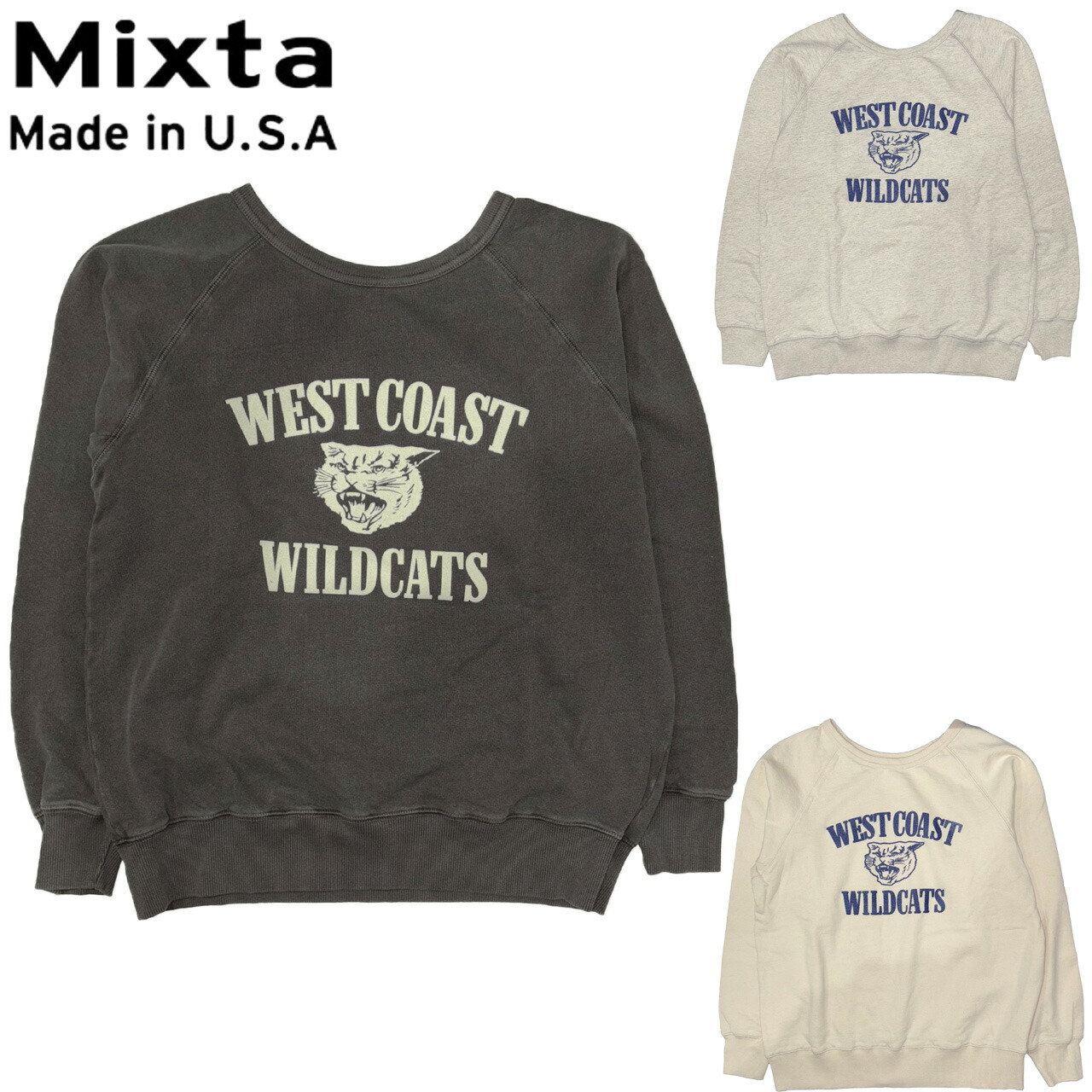 MIXTA ミクスタ WILD CATS CREW NECK SWEAT RAGRAN 汗水 プルオーバー MADE IN USA R257