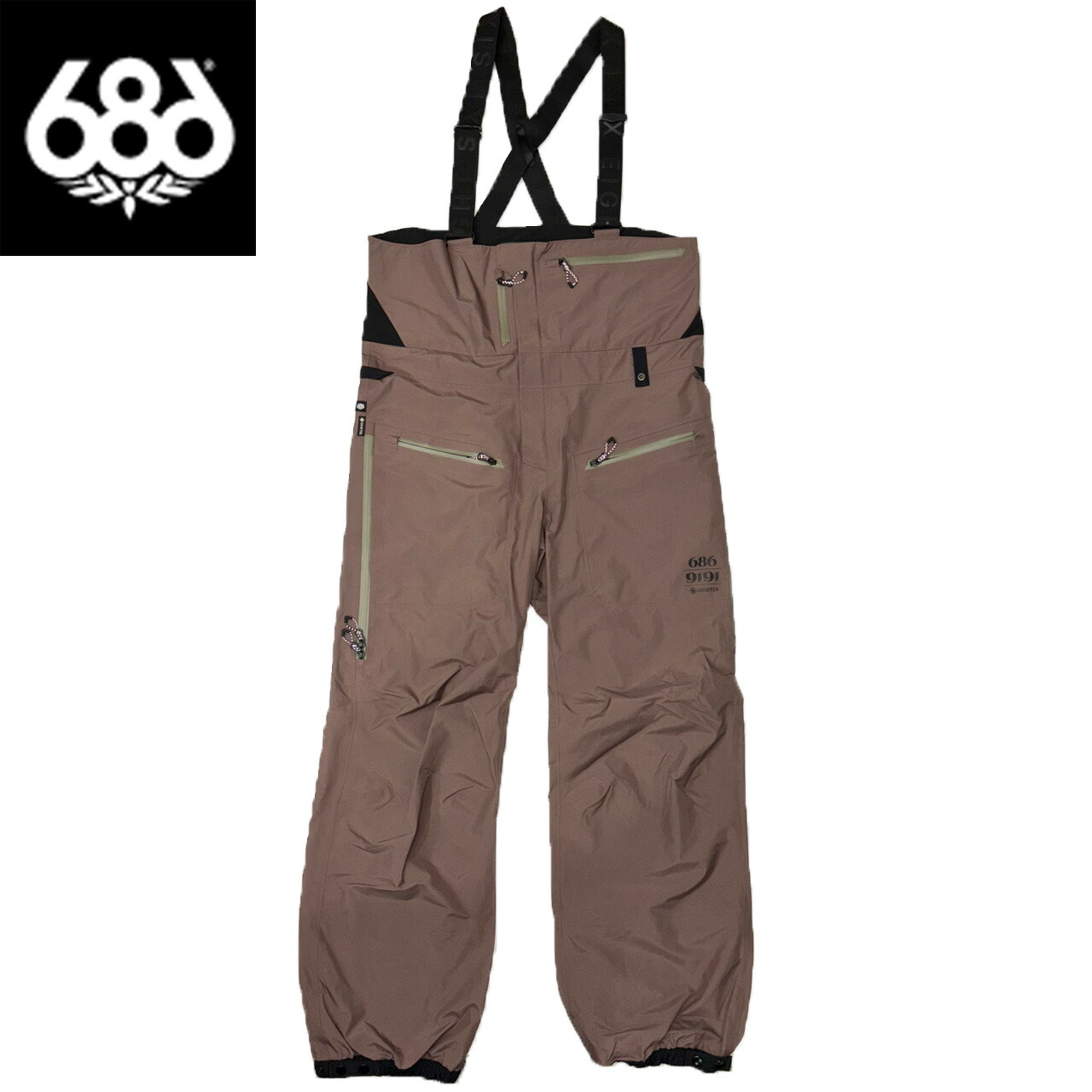 686 シックスエイトシックス MENS GORE-TEX 3L ATV BIB - PEPPERCORN ゴアテックス スノーボード御召しもの M5WN249-PEPC