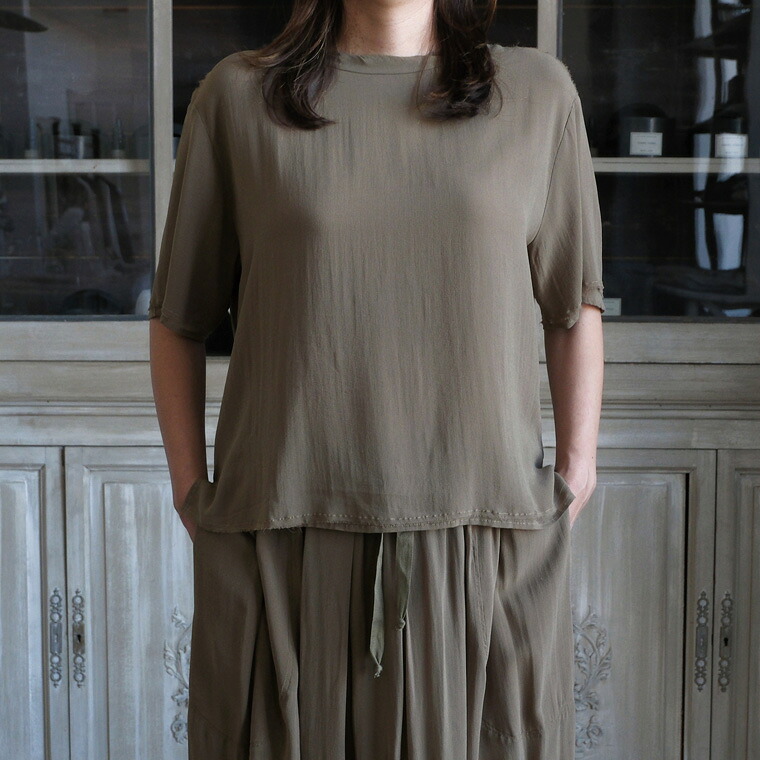 【FINAL SALE】KristenseN DU NORD 26SS Silk Georgette Shirt Sleeve Tee【全2色】｜LICAVOU select