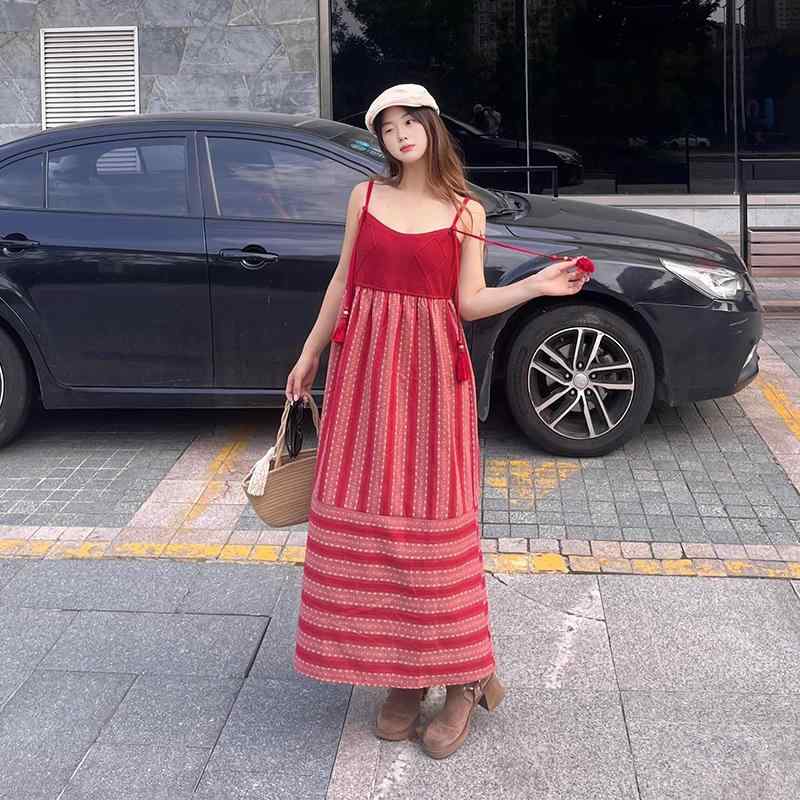 春 コーデ レディース ファッション オシャレ カワイイ シンプル きれいめ ナチュラル 上品カジュアル 婦人服 タッセル ニット スカート 夏 旅行 エスニック バカンス ドレス