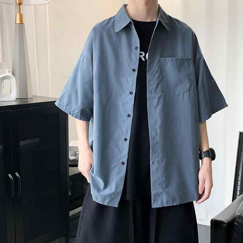 シャツ 男性用 半袖 ピンク ストリート カジュアル 普段使い 通勤ウェア レジャー 軽量