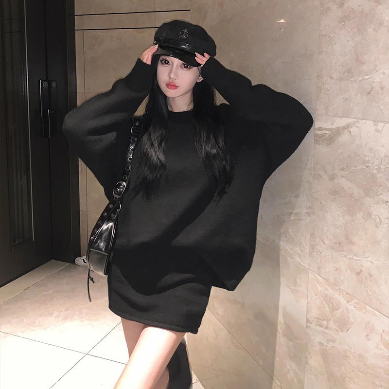 春 コーデ レディース ファッション オシャレ カワイイ シンプル きれいめ ナチュラル 上品カジュアル 婦人服 セーター スーツ ソフト ラウンドネック プルオーバー スカート