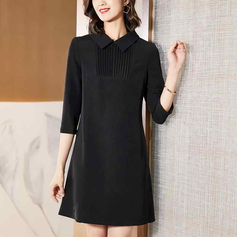春 コーデ レディース ファッション オシャレ カワイイ シンプル きれいめ ナチュラル 上品カジュアル 婦人服 黒 シフォン ドレス スリム スカート