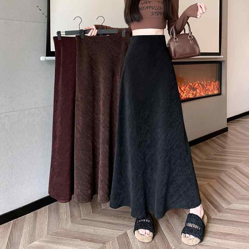 Spring Outfit, Women's Fashion, Fashionable, Cute, Simple, Beautiful, Natural, Elegant, Casual, Women's Clothing, Fishtail Skirt, High Waist Cover, Thin, Brown Color, A Line, Classic, Long
