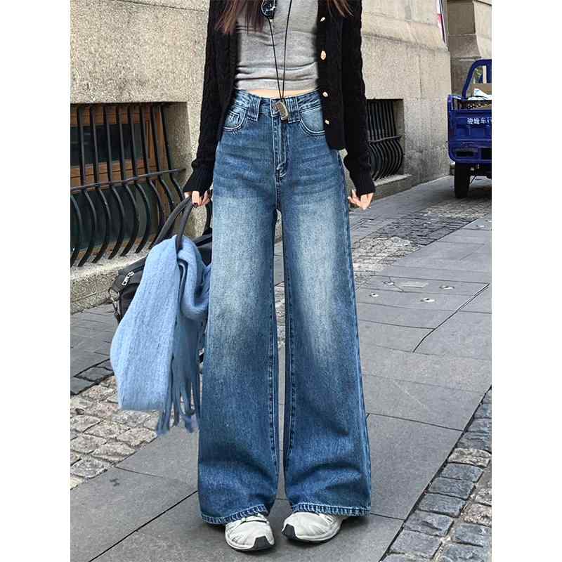 春 コーデ レディース 流行り物 オシャレ カワイイ   分かりやすい 好いたらしいめ 自然的 雅びやか心地よい お上さん服 アメリカン 古典派音楽 デニム ゆったり ワイドレッグ 御機嫌酉の方角 青色 引っ切り無い ズボン下