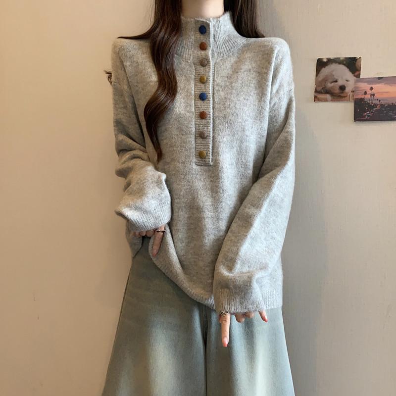 春 コーデ レディース 流行り物 オシャレ カワイイ   分かりやすい 好いたらしいめ 自然的 雅びやか心地よい お上さん服 ハイエンド ティーシャツ 名取り草 編み物 スウェーター ハイネック 大きさ スリミング 度合い輪っか プルオーバー トップス