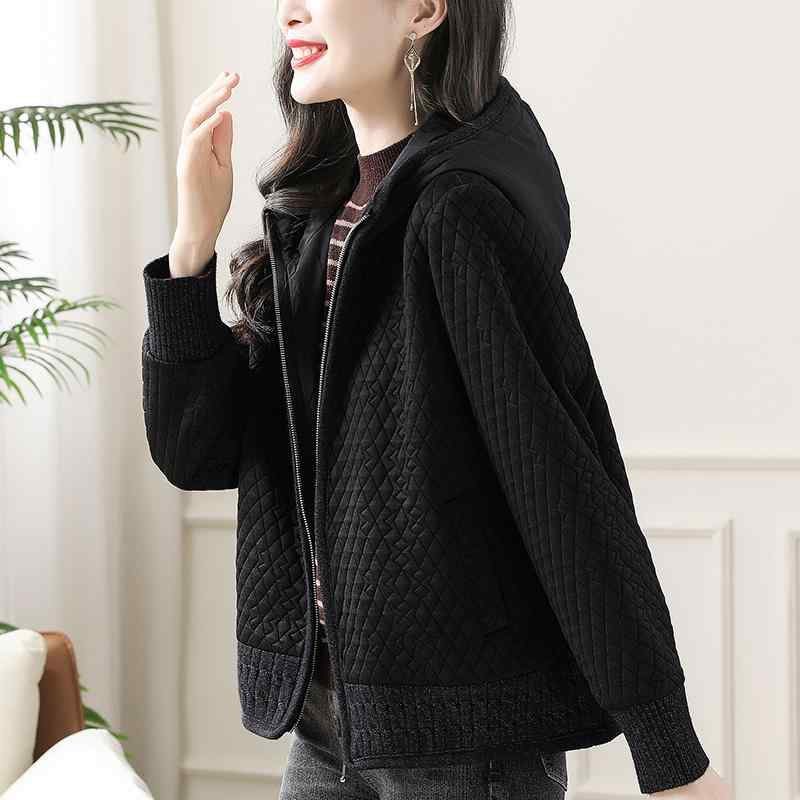 春 コーデ レディース 流行り物 オシャレ カワイイ   分かりやすい 好いたらしいめ 自然的 雅びやか心地よい お上さん服 黒 綿織物 厚地の外套 ボンネット付き添い人 朦々たる