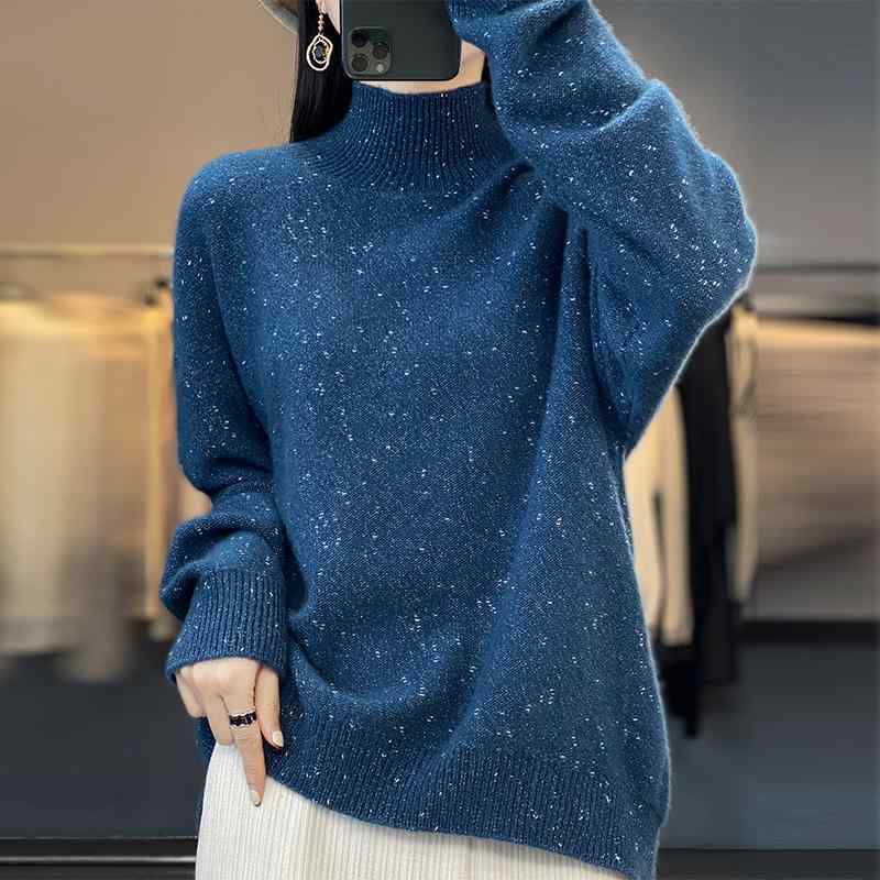 春 コーデ レディース 流行り物 オシャレ カワイイ   分かりやすい 好いたらしいめ 自然的 雅びやか心地よい お上さん服 二分の一 タートルネック スウェーター 編み物 度合い輪っか プルオーバー ゆったり か細い トップス 気が大きい大きさ