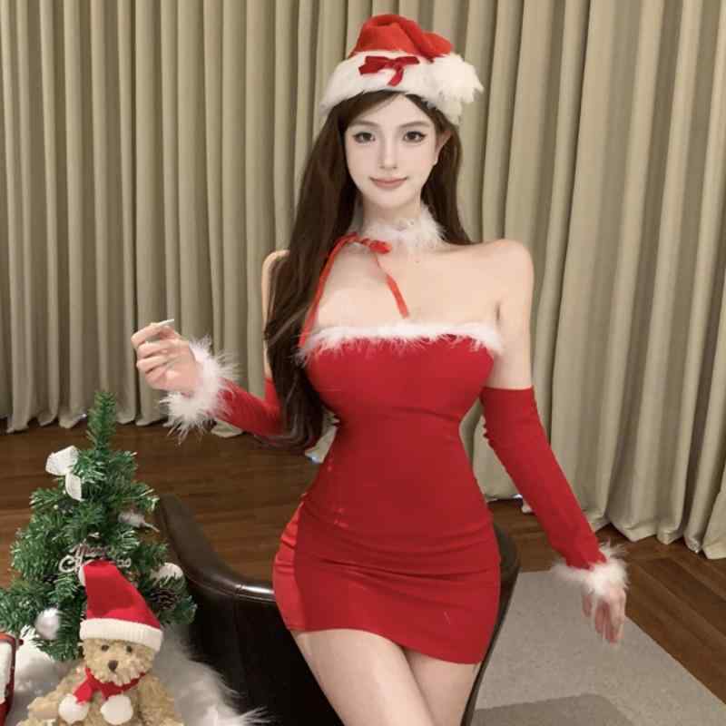 봄 의상 여성용 패션 패셔너블하고 귀엽고 심플하고 예쁘고 우아한 캐주얼 여성 의류 파티 퍼 스티치 슬리브 드레스 허리 슬리밍 튜브 탑 스커트
